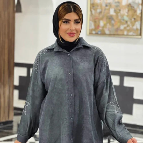 پیراهن نگین دار طرح ستاره کاملا نخی فری سایز